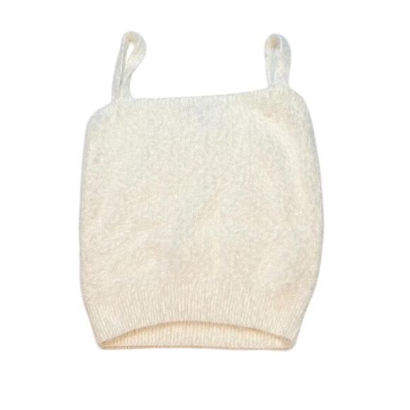 Willow & Wind Fuzzy Knit Ivory Sweater Tank Top – Soft Cozy Sleeveless Crop - Picture 2 of 6